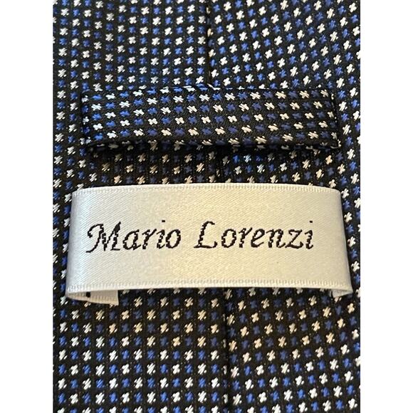 Mario Lorenzi Blue Black 100% Polyester Hand Made Men’s Neck Tie Made In China - Picture 8 of 9